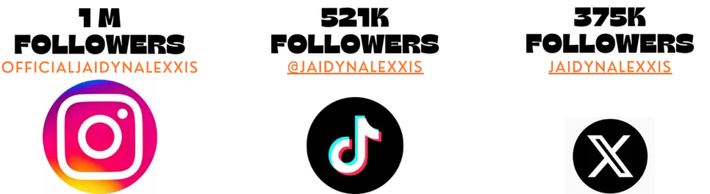 Jaidyn Alexis Instagram
Jaidyn Alexis Twitter
Jaidyn Alexis TikTok